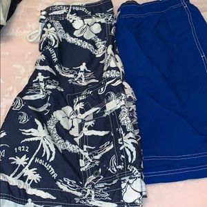 2 pair swim trunks. Hollister and Nautical.